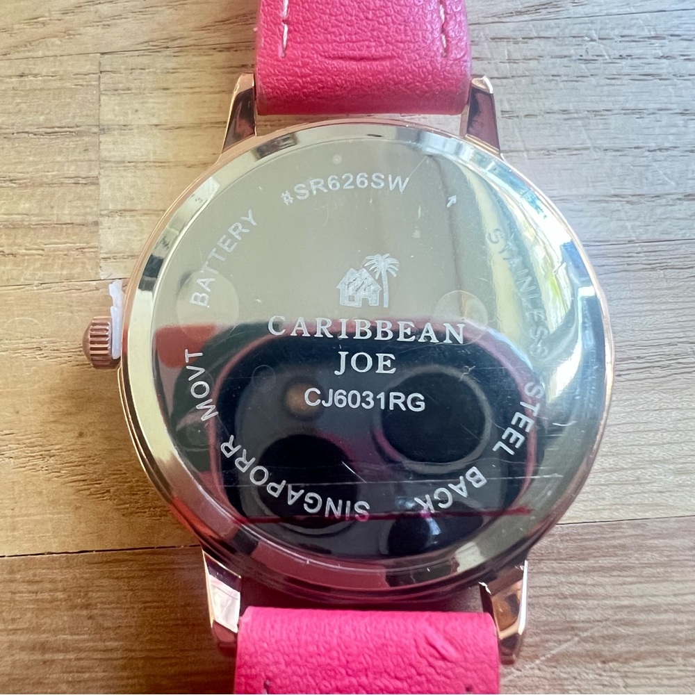 Caribbean Joe ladies pineapple pink strap fashion watch NEW BATTERY - Picture 7 of 8